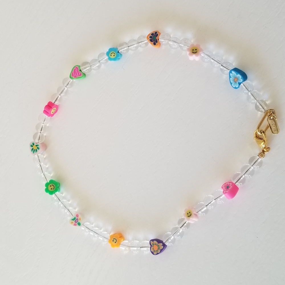 Notte Gold Plated Heart Flower Smiley Beaded Necklace